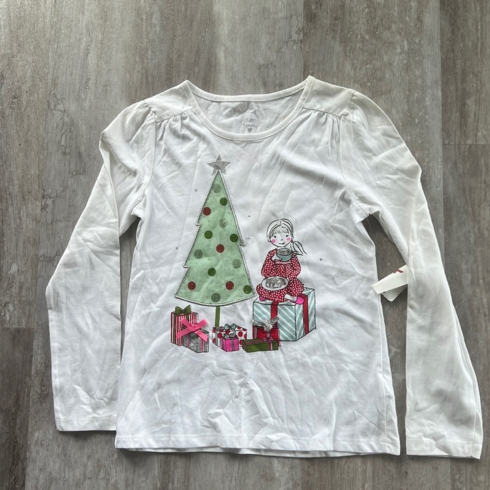 Jillian’s Closet girls white Christmas shirt  $5/25